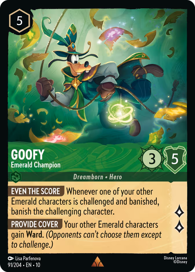 Goofy - Emerald Champion — Whispers in the Well #91 (Disney Lorcana card)
