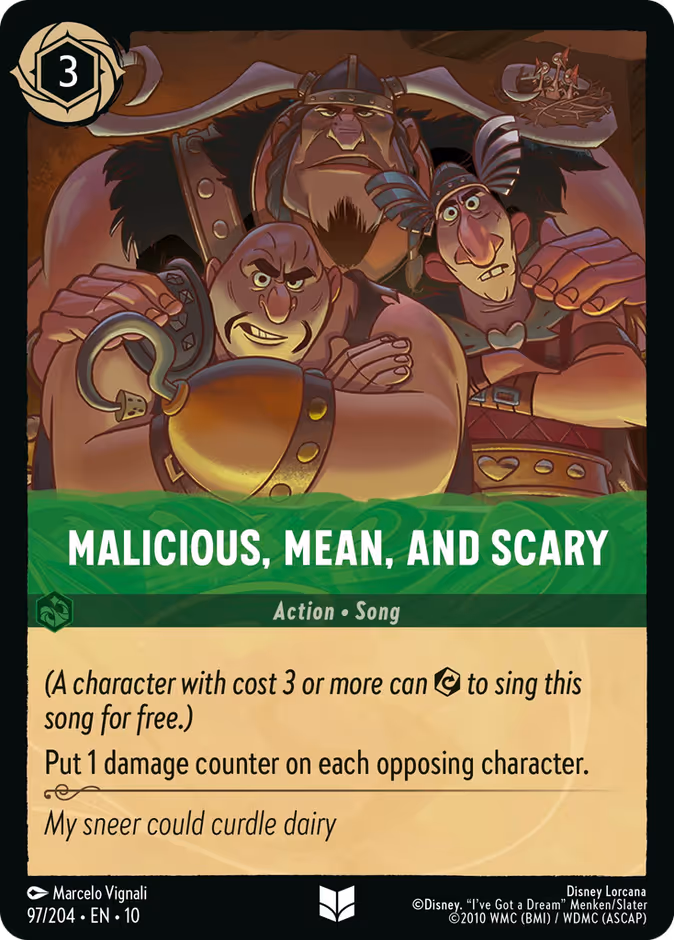 Malicious, Mean, and Scary — Whispers in the Well #97 (Disney Lorcana card)