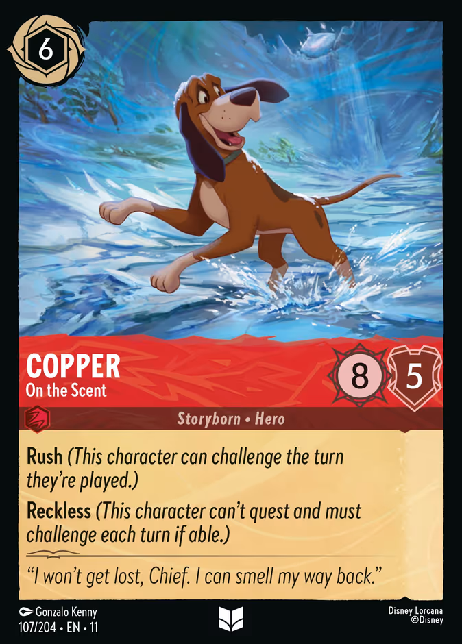 Copper - On the Scent — Winterspell #107 (Disney Lorcana card)