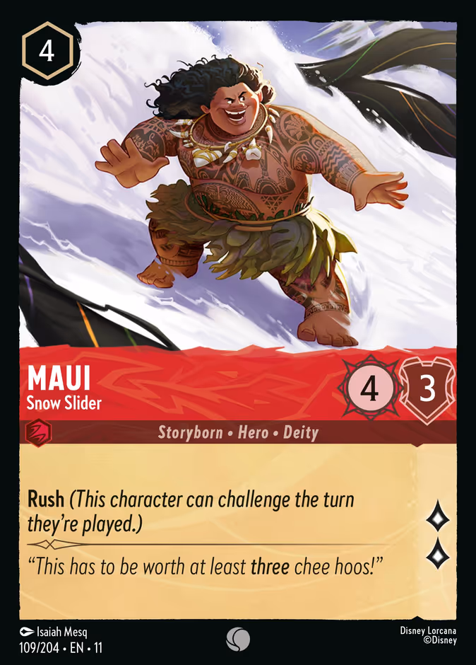 Maui - Snow Slider — Winterspell #109 (Disney Lorcana card)