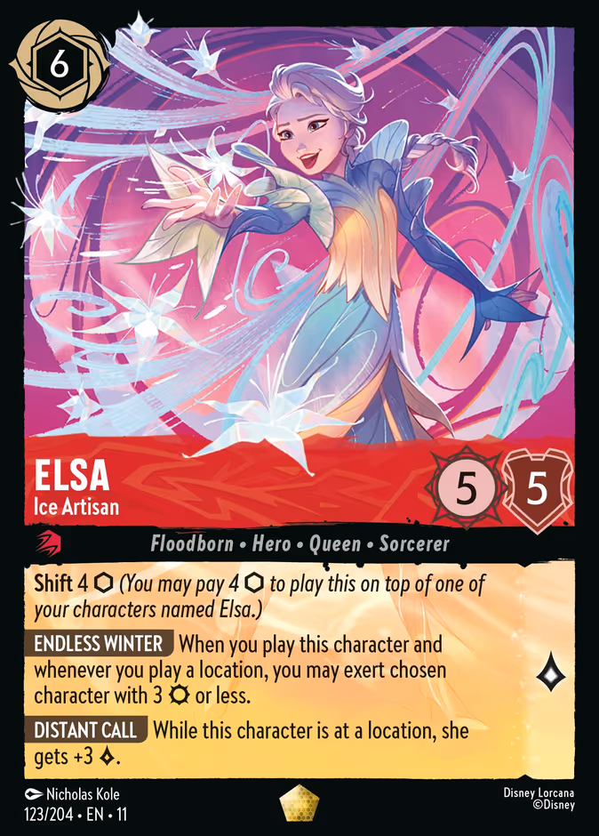 Elsa - Ice Artisan — Winterspell #123 (Disney Lorcana card)