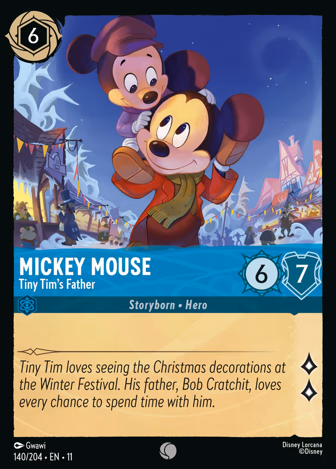 Mickey Mouse - Tiny Tim's Father — Winterspell #140 (Disney Lorcana card)