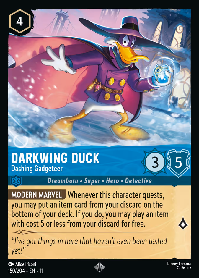 Darkwing Duck - Dashing Gadgeteer — Winterspell #150 (Disney Lorcana card)