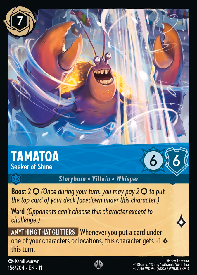 Tamatoa - Seeker of Shine — Winterspell #156 (Disney Lorcana card)