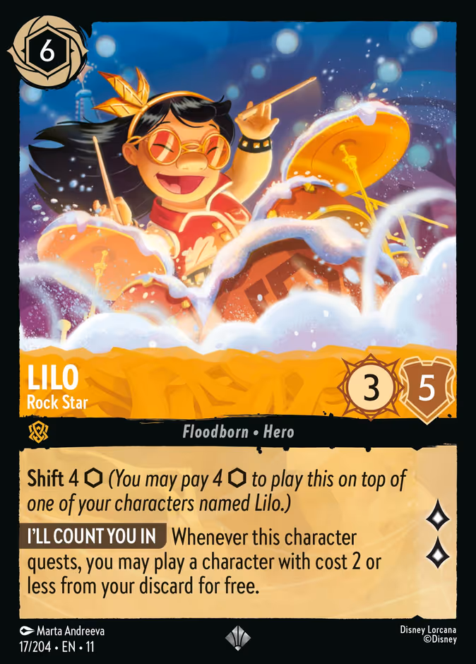 Lilo - Rock Star — Winterspell #17 (Disney Lorcana card)