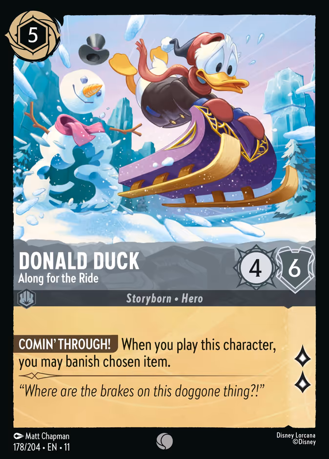 Donald Duck - Along for the Ride — Winterspell #178 (Disney Lorcana card)