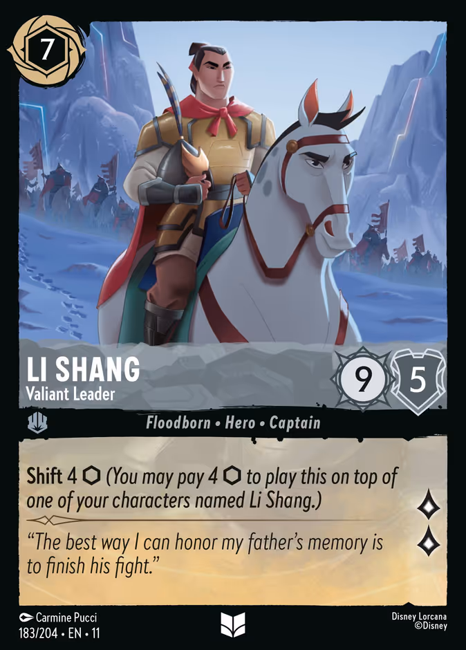Li Shang - Valiant Leader — Winterspell #183 (Disney Lorcana card)