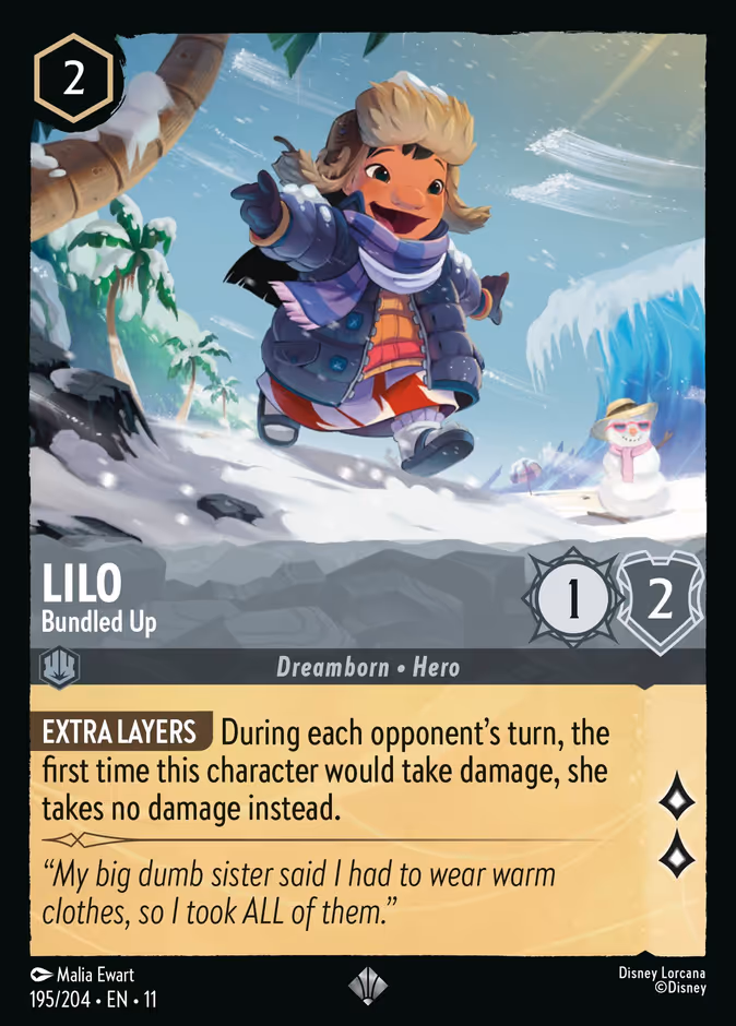 Lilo - Bundled Up — Winterspell #195 (Disney Lorcana card)
