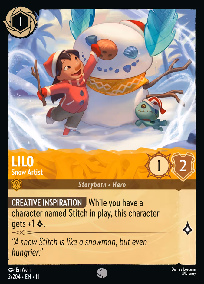 Lilo - Snow Artist — Winterspell #2 (Disney Lorcana card)