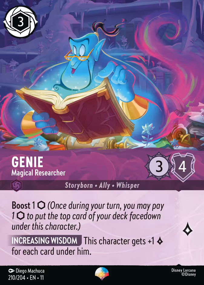 Genie - Magical Researcher — Winterspell #210 (Disney Lorcana card)
