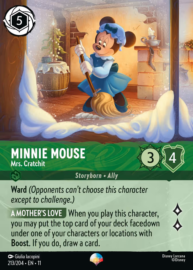 Minnie Mouse - Mrs. Cratchit — Winterspell #213 (Disney Lorcana card)