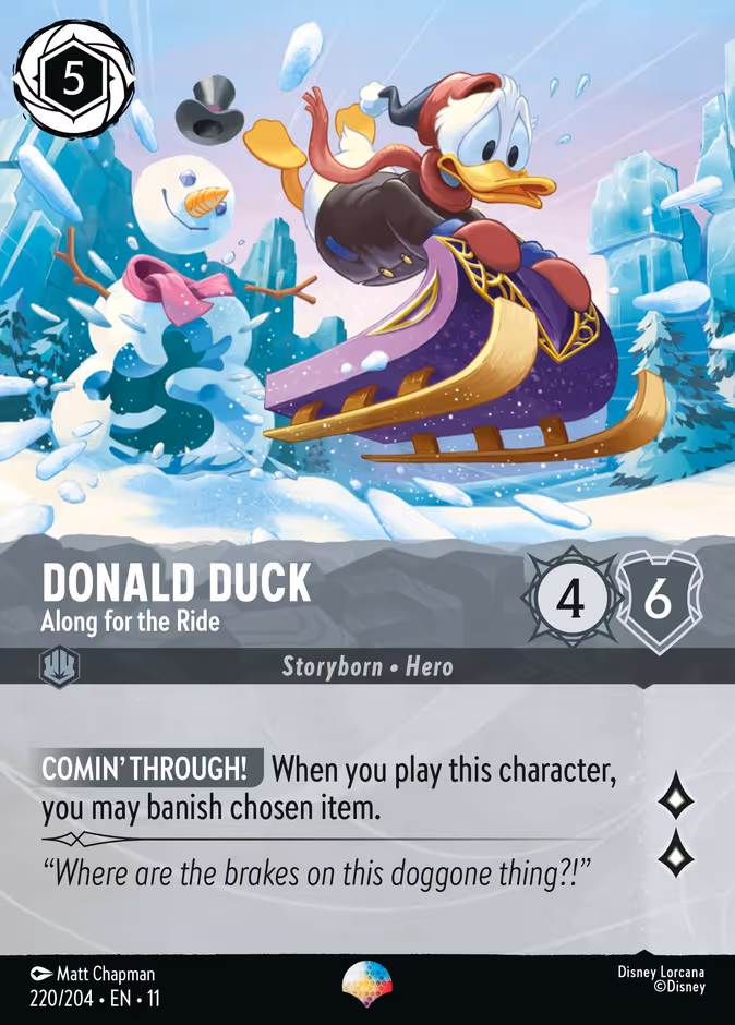 Donald Duck - Along for the Ride — Winterspell #220 (Disney Lorcana card)