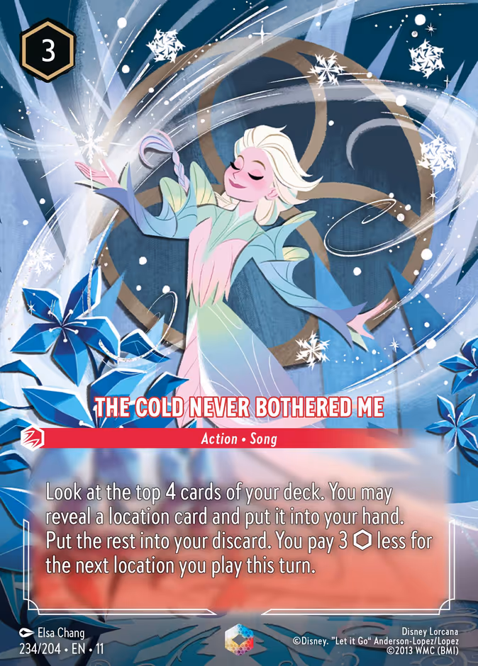 The Cold Never Bothered Me — Winterspell #234 (Disney Lorcana card)