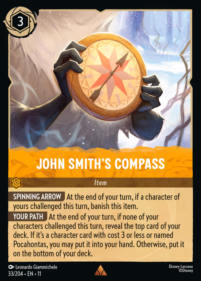 John Smith's Compass — Winterspell #33 (Disney Lorcana card)