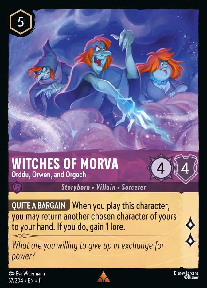 Witches of Morva - Orddu, Orwen, and Orgoch — Winterspell #57 (Disney Lorcana card)