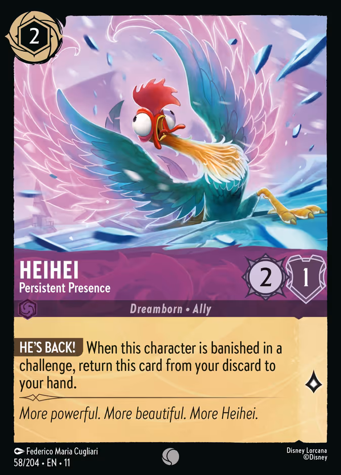 Heihei - Persistent Presence — Winterspell #58 (Disney Lorcana card)