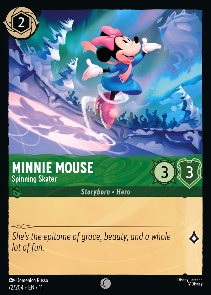 Minnie Mouse - Spinning Skater — Winterspell #72 (Disney Lorcana card)