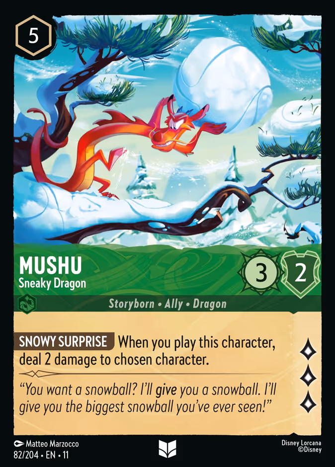 Mushu - Sneaky Dragon — Winterspell #82 (Disney Lorcana card)