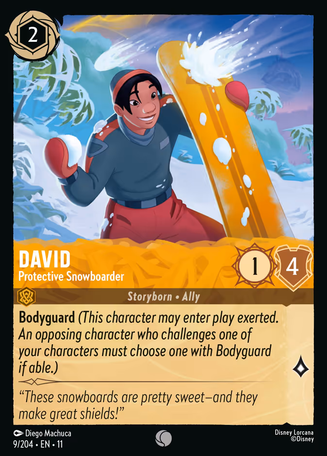David - Protective Snowboarder — Winterspell #9 (Disney Lorcana card)