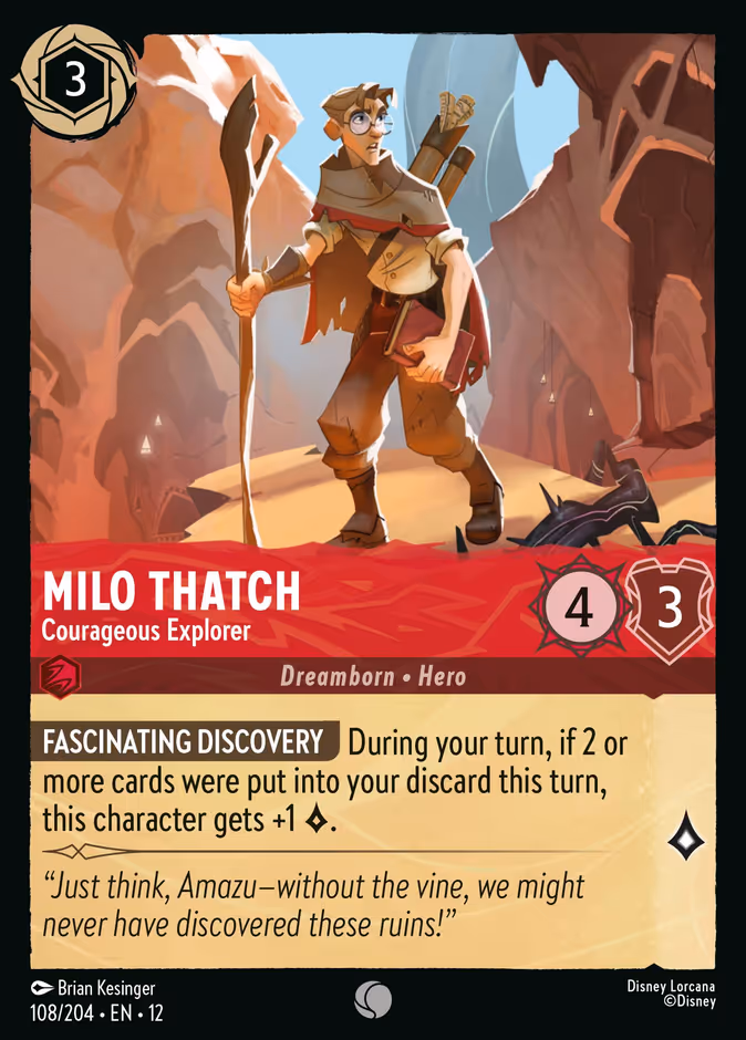 Milo Thatch - Courageous Explorer — Wilds Unknown #108 (Disney Lorcana card)