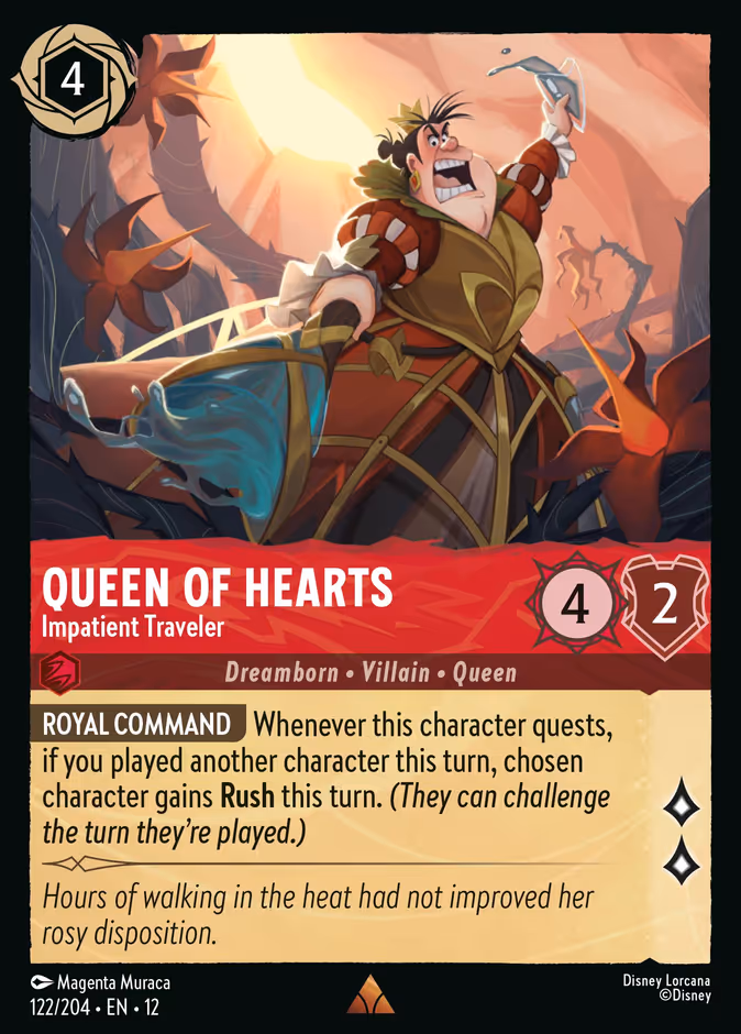 Queen of Hearts - Impatient Traveler — Wilds Unknown #122 (Disney Lorcana card)