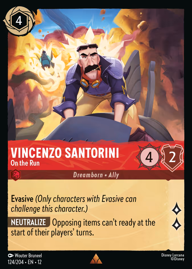 Vincenzo Santorini - On the Run — Wilds Unknown #124 (Disney Lorcana card)