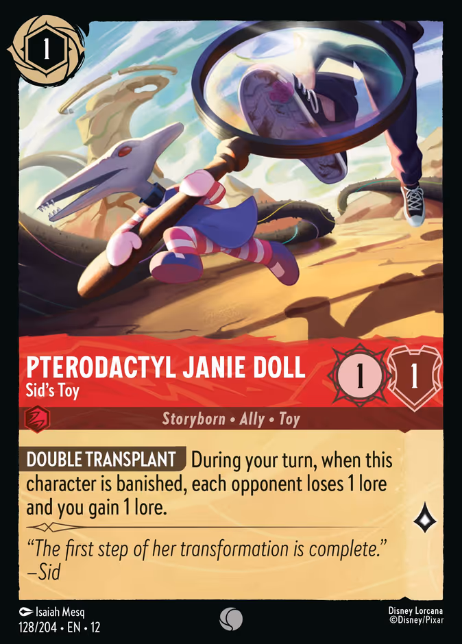 Pterodactyl Janie Doll - Sid's Toy — Wilds Unknown #128 (Disney Lorcana card)