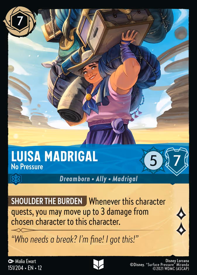 Luisa Madrigal - No Pressure — Wilds Unknown #151 (Disney Lorcana card)