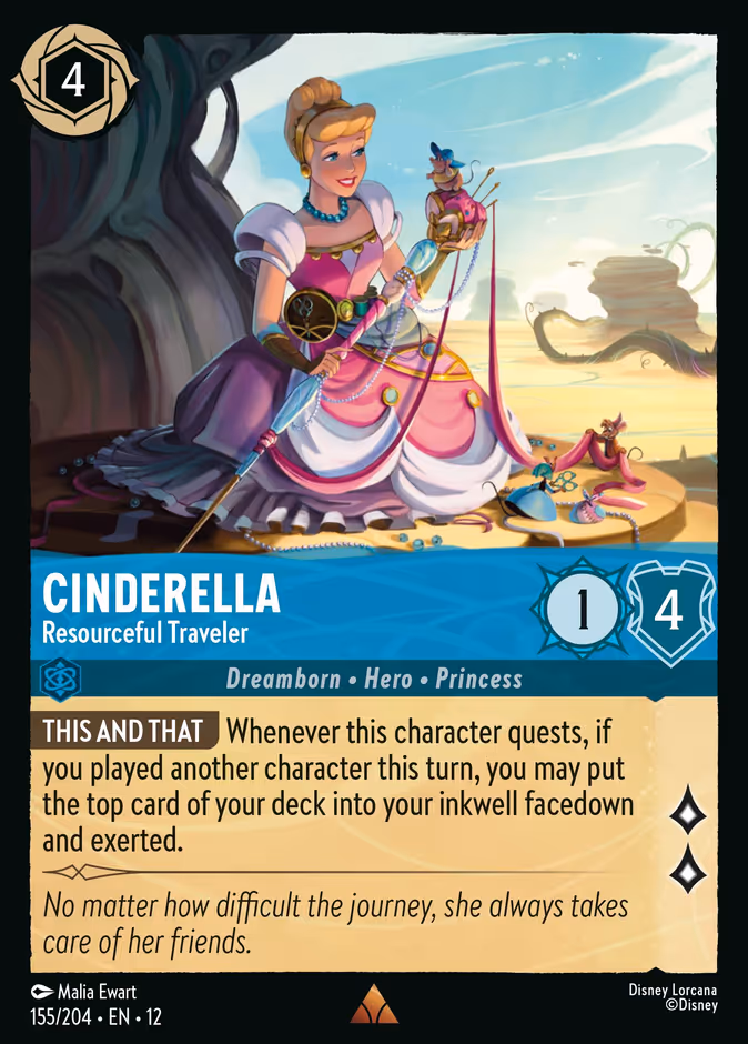 Cinderella - Resourceful Traveler — Wilds Unknown #155 (Disney Lorcana card)