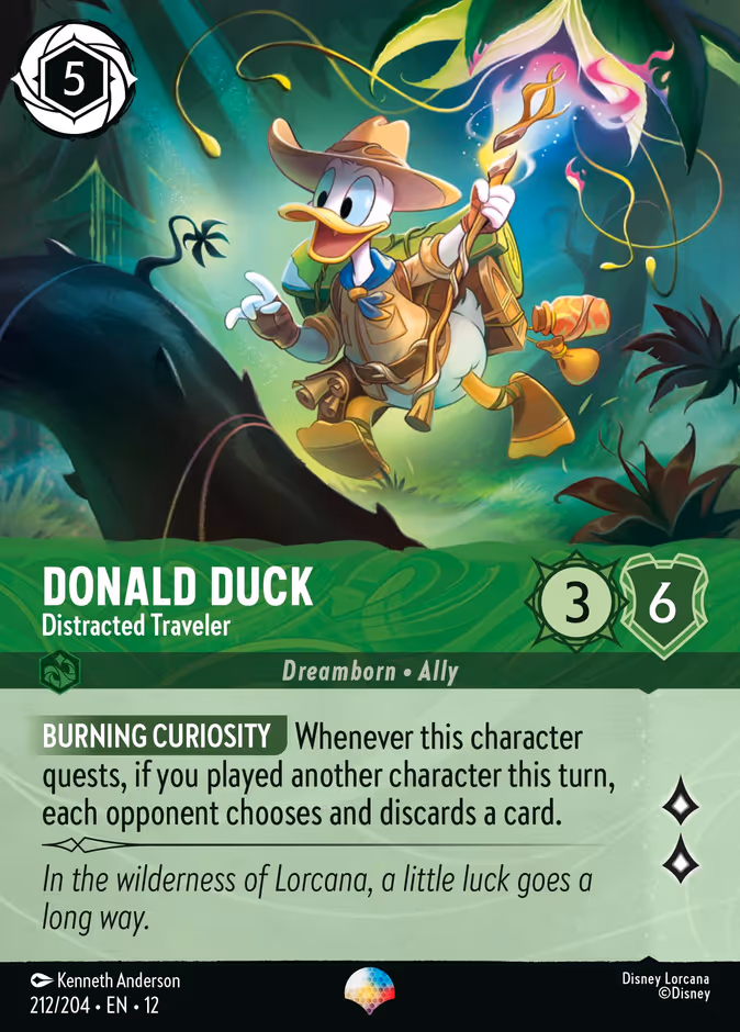 Donald Duck - Distracted Traveler — Wilds Unknown #212 (Disney Lorcana card)