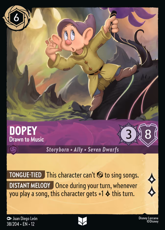 Dopey - Drawn to Music — Wilds Unknown #38 (Disney Lorcana card)
