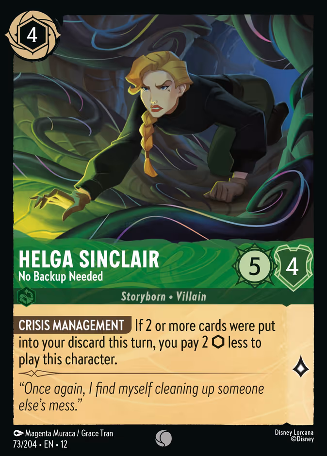 Helga Sinclair - No Backup Needed — Wilds Unknown #73 (Disney Lorcana card)