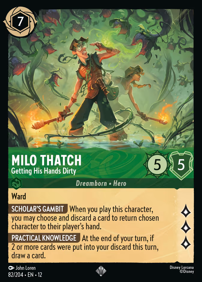 Milo Thatch - Getting His Hands Dirty — Wilds Unknown #82 (Disney Lorcana card)