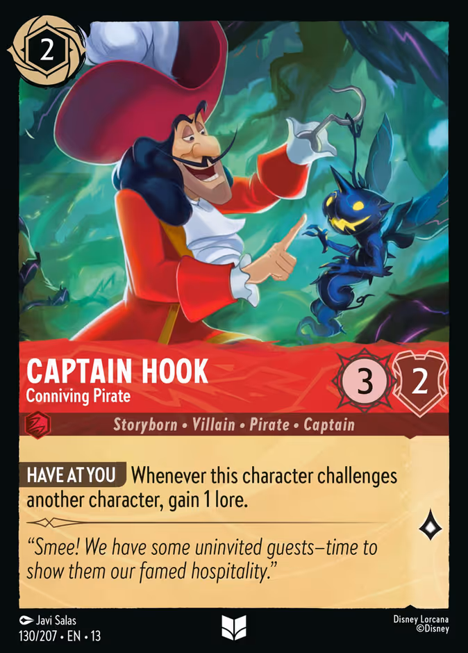Captain Hook - Conniving Pirate — Attack of the Vine! #130 (Disney Lorcana card)