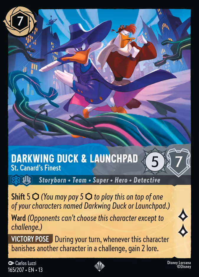 Darkwing Duck & Launchpad - St. Canard's Finest — Attack of the Vine! #165 (Disney Lorcana card)