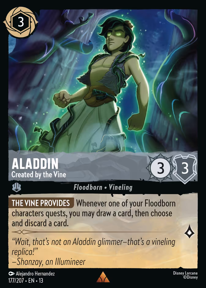 Aladdin - Created by the Vine — Attack of the Vine! #177 (Disney Lorcana card)
