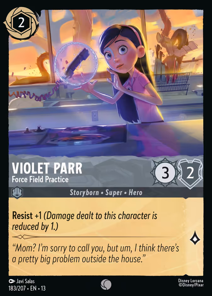 Violet Parr - Force Field Practice — Attack of the Vine! #183 (Disney Lorcana card)