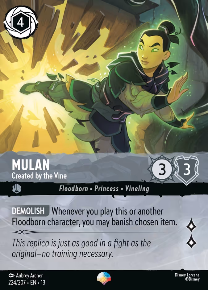 Mulan - Created by the Vine — Attack of the Vine! #224 (Disney Lorcana card)