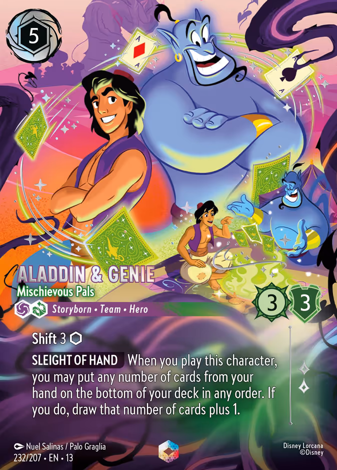 Aladdin & Genie - Mischievous Pals — Attack of the Vine! #232 (Disney Lorcana card)