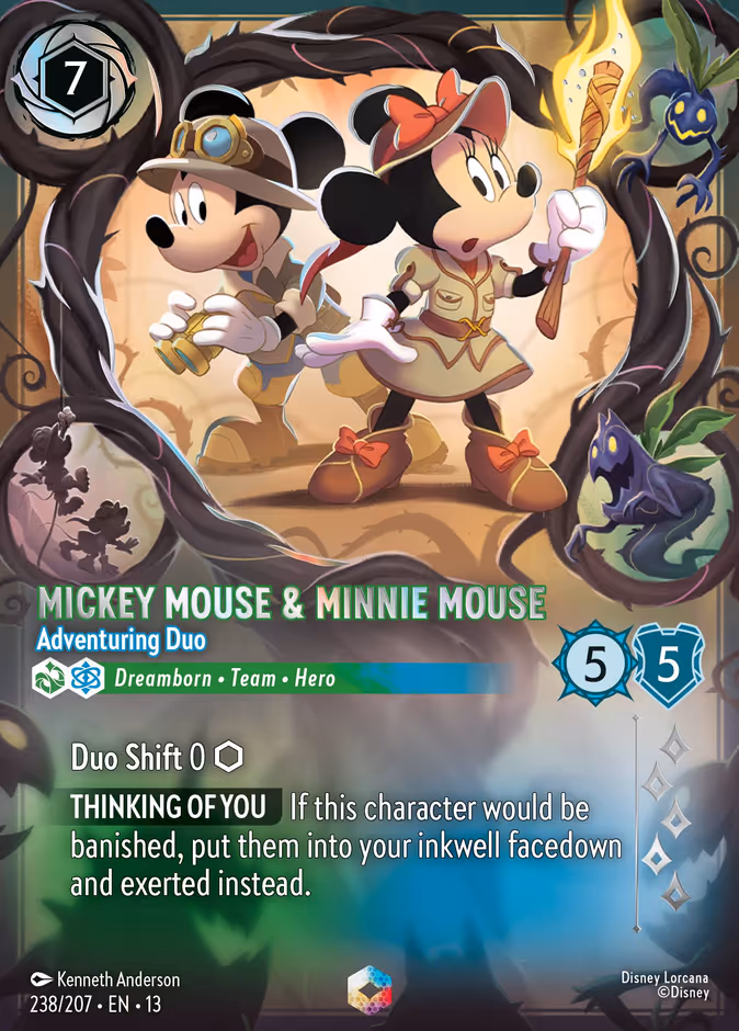 Mickey Mouse & Minnie Mouse - Adventuring Duo — Attack of the Vine! #238 (Disney Lorcana card)