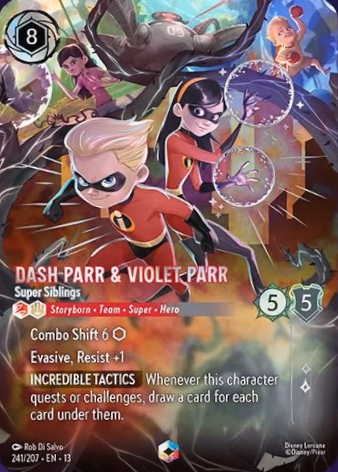 Dash Parr & Violet Parr - Super Siblings — Attack of the Vine! #241 (Disney Lorcana card)