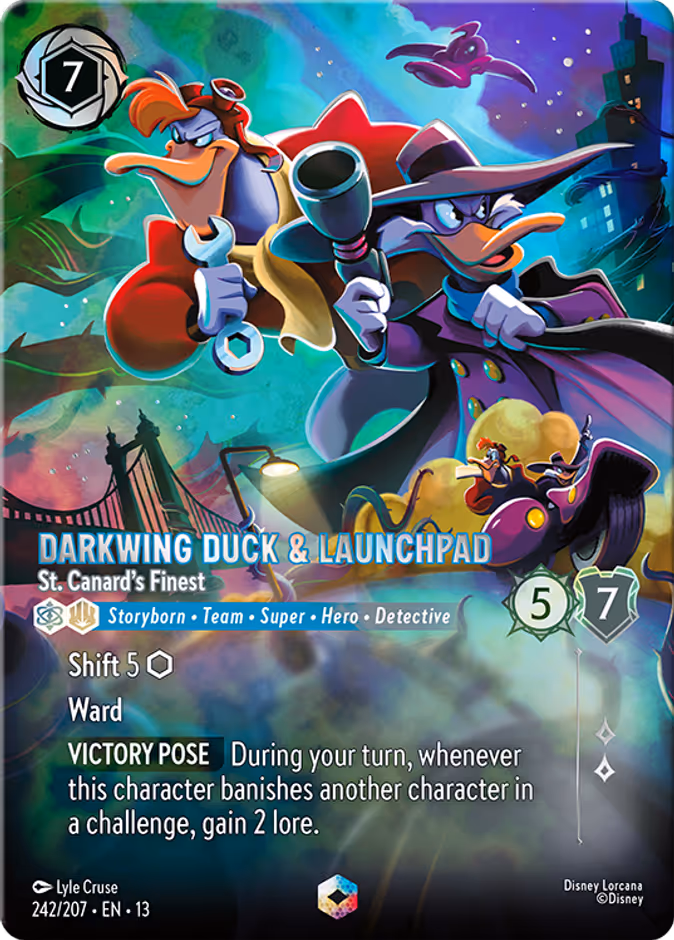 Darkwing Duck & Launchpad - St. Canard's Finest — Attack of the Vine! #242 (Disney Lorcana card)