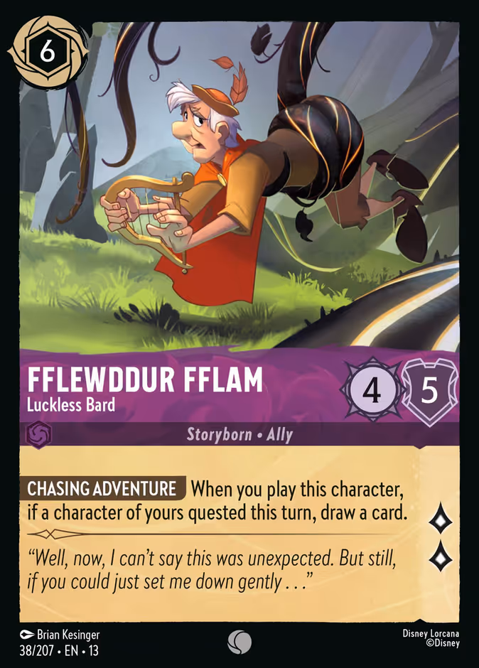 Fflewddur Fflam - Luckless Bard — Attack of the Vine! #38 (Disney Lorcana card)
