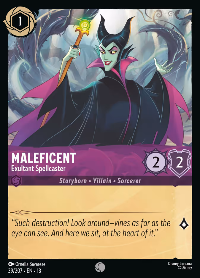 Maleficent - Exultant Spellcaster — Attack of the Vine! #39 (Disney Lorcana card)