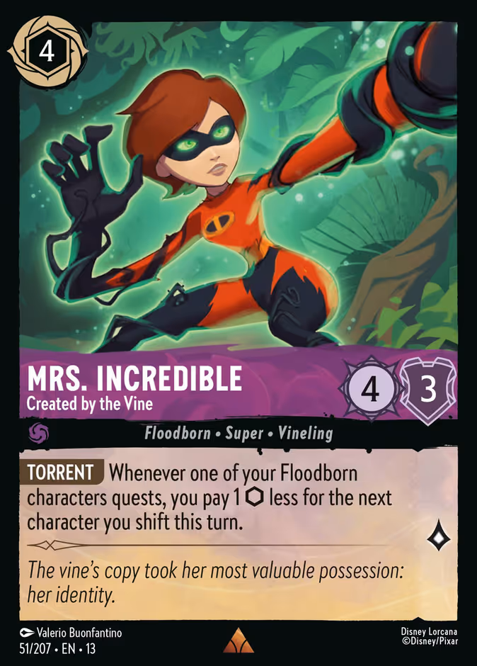 Mrs. Incredible - Created by the Vine — Attack of the Vine! #51 (Disney Lorcana card)