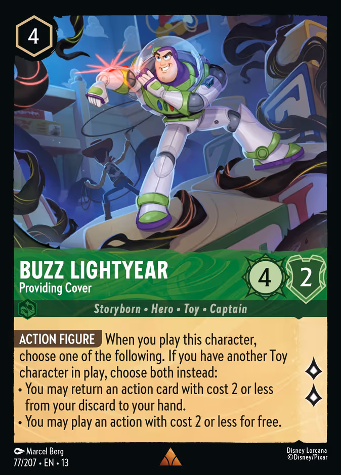 Buzz Lightyear - Providing Cover — Attack of the Vine! #77 (Disney Lorcana card)