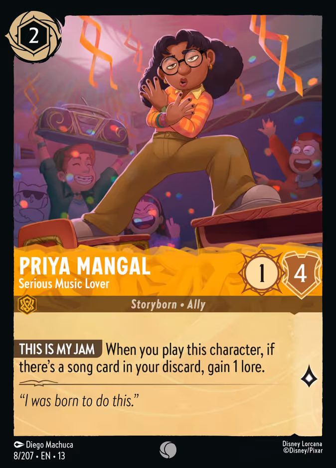 Priya Mangal - Serious Music Lover — Attack of the Vine! #8 (Disney Lorcana card)