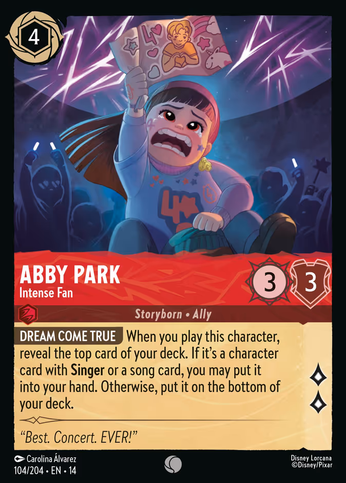 Abby Park - Intense Fan — Hyperia City #104 (Disney Lorcana card)