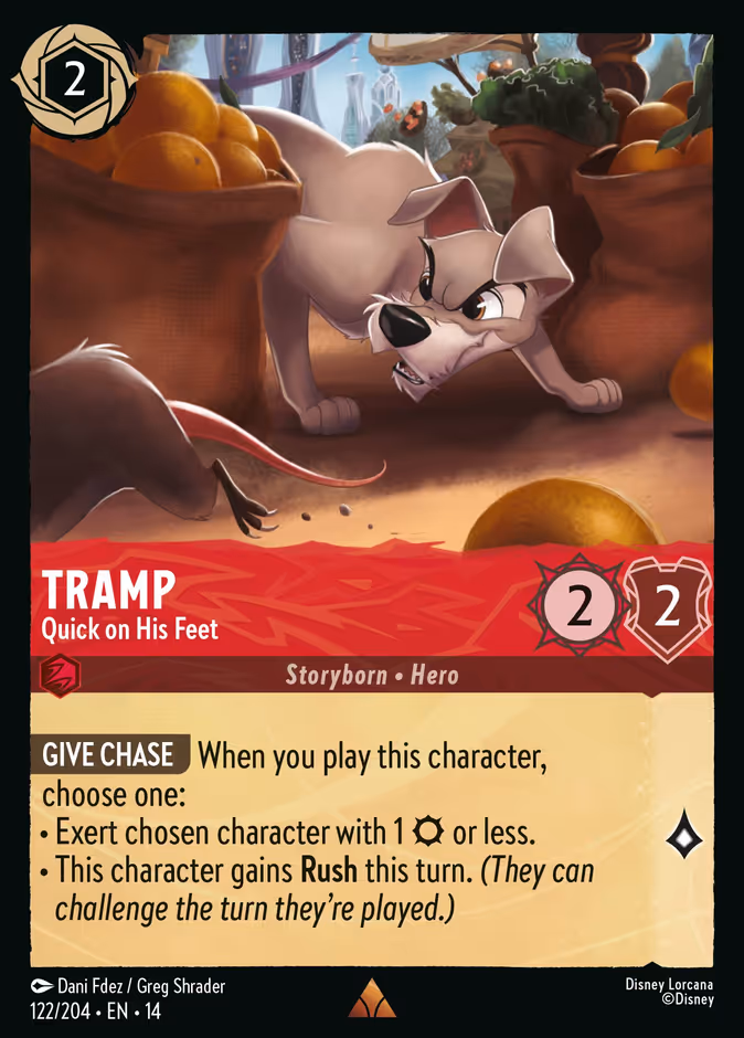 Tramp - Quick on His Feet — Hyperia City #122 (Disney Lorcana card)