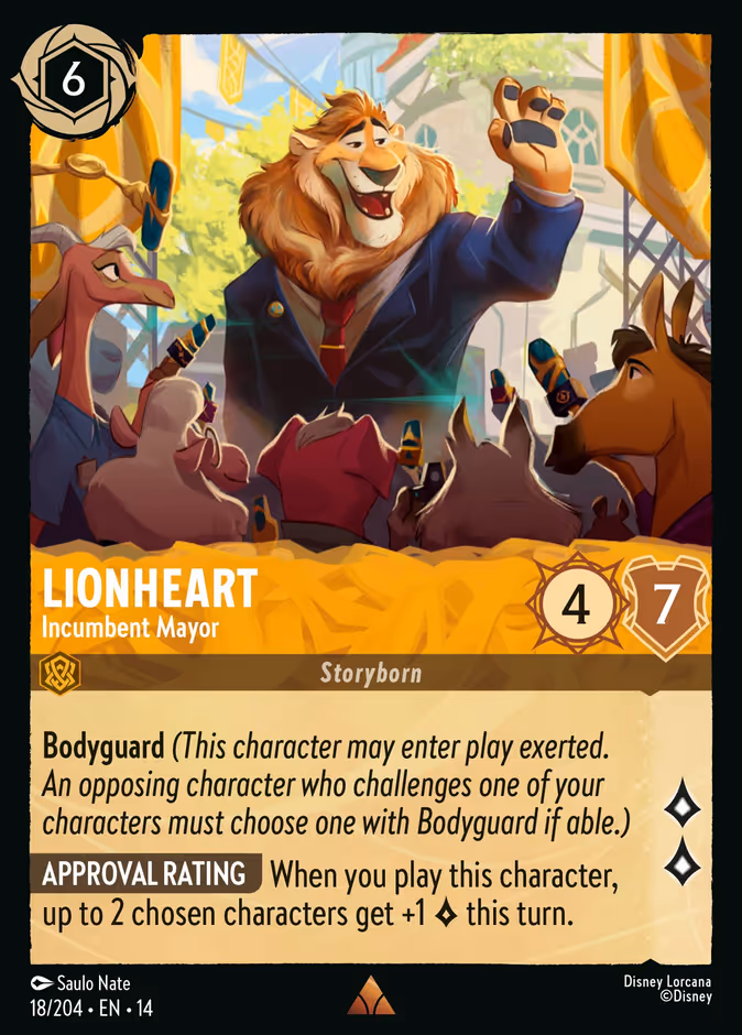 Lionheart - Incumbent Mayor — Hyperia City #18 (Disney Lorcana card)